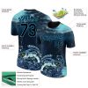 Custom Sky Blue Black 3D Pattern Design Fishing Performance T-Shirt