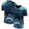 Custom Sky Blue Black 3D Pattern Design Fishing Performance T-Shirt