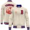 Custom Cream Red Royal-White Bomber Varsity Letterman Zipper Jacket