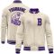 Custom Cream Purple Black-White Bomber Varsity Letterman Zipper Jacket