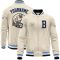 Custom Cream Black Light Blue-White Bomber Varsity Letterman Zipper Jacket