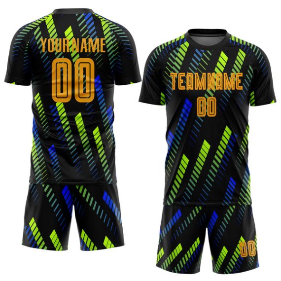 Custom Black Gold Sublimation Soccer Uniform Jersey