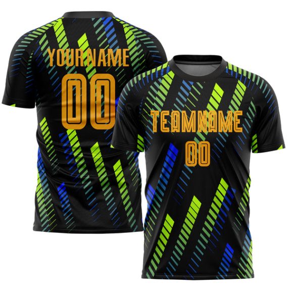 Custom Black Gold Sublimation Soccer Uniform Jersey