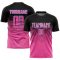 Custom Pink Black-LIght Blue Gradient Square Shape Sublimation Soccer Uniform Jersey