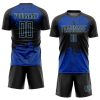 Custom Black Black-Royal Sublimation Soccer Uniform Jersey