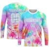 Custom Tie Dye White-Light Blue Sublimation Soccer Uniform Jersey