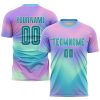 Custom Tie Dye Teal-White Sublimation Soccer Uniform Jersey