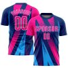 Custom Figure Pink-Royal Sublimation Soccer Uniform Jersey