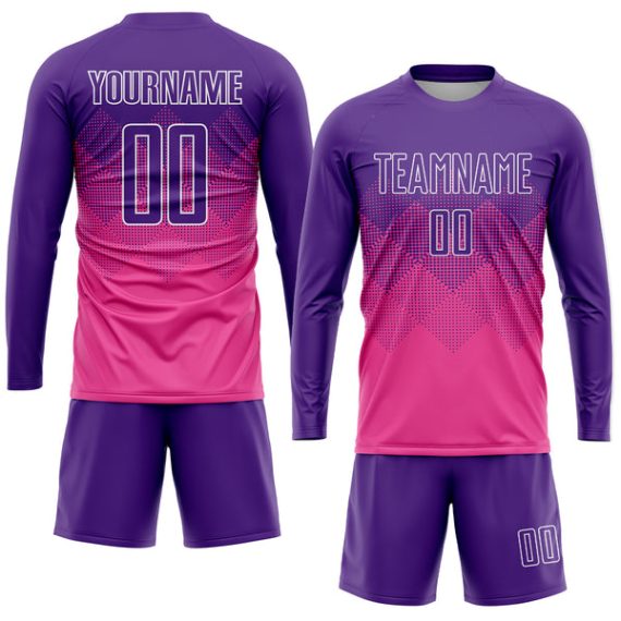 Custom Pink Purple-White Sublimation Soccer Uniform Jersey