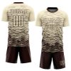 Custom Cream Brown Sublimation Soccer Uniform Jersey