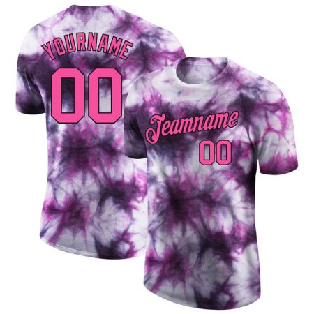 Custom Tie Dye Pink-Black 3D Performance T-Shirt