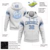 Custom Stitched White Light Blue-Steel Gray Football Pullover Sweatshirt Hoodie