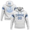 Custom Stitched White Light Blue-Steel Gray Football Pullover Sweatshirt Hoodie